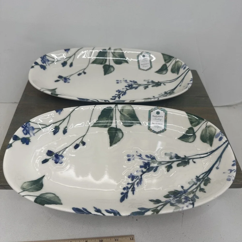 Set of 2 INTESA HOME Wildflowers Oval Serving Tray 13